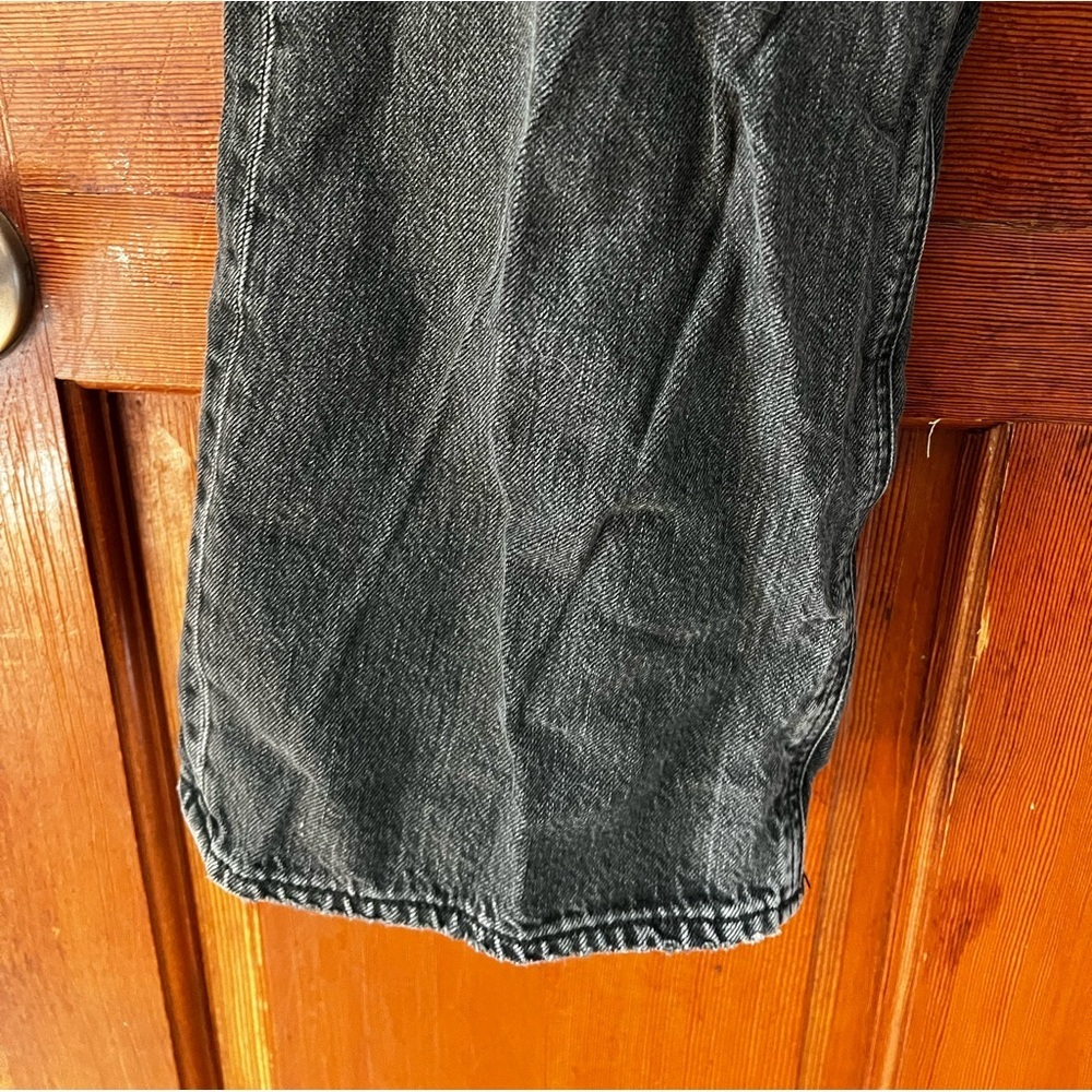 American Eagle ’90s Bootcut Jeans Black Distressed Knees Size 10 Long Real Good - Picture 4 of 12